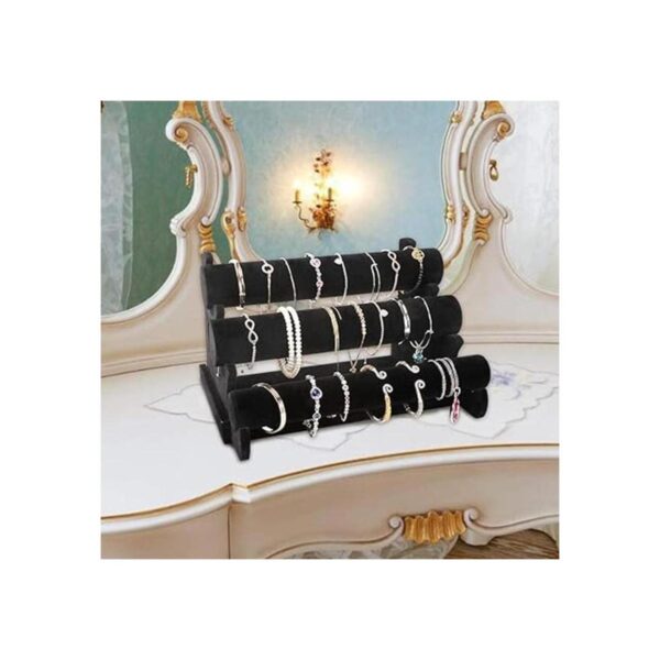 Pulsera y collar de terciopelo negro con barra en T de 3_5