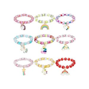 Pulsera de unicornio colorida de 9 piezas pulseras de