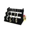 Pulsera y collar de terciopelo negro con barra en T de 3_1