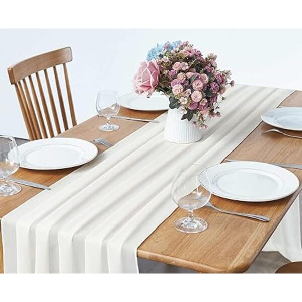 Pufogu Paquete de 5 caminos de mesa de gasa beige de 10_3