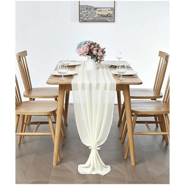 Pufogu Paquete de 5 caminos de mesa de gasa beige de 10_4