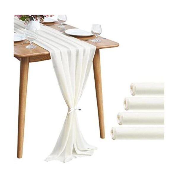 Pufogu Paquete de 5 caminos de mesa de gasa beige de 10_1