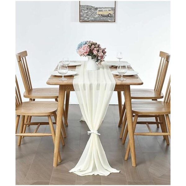 Pufogu Paquete de 5 caminos de mesa de gasa beige de 10_5