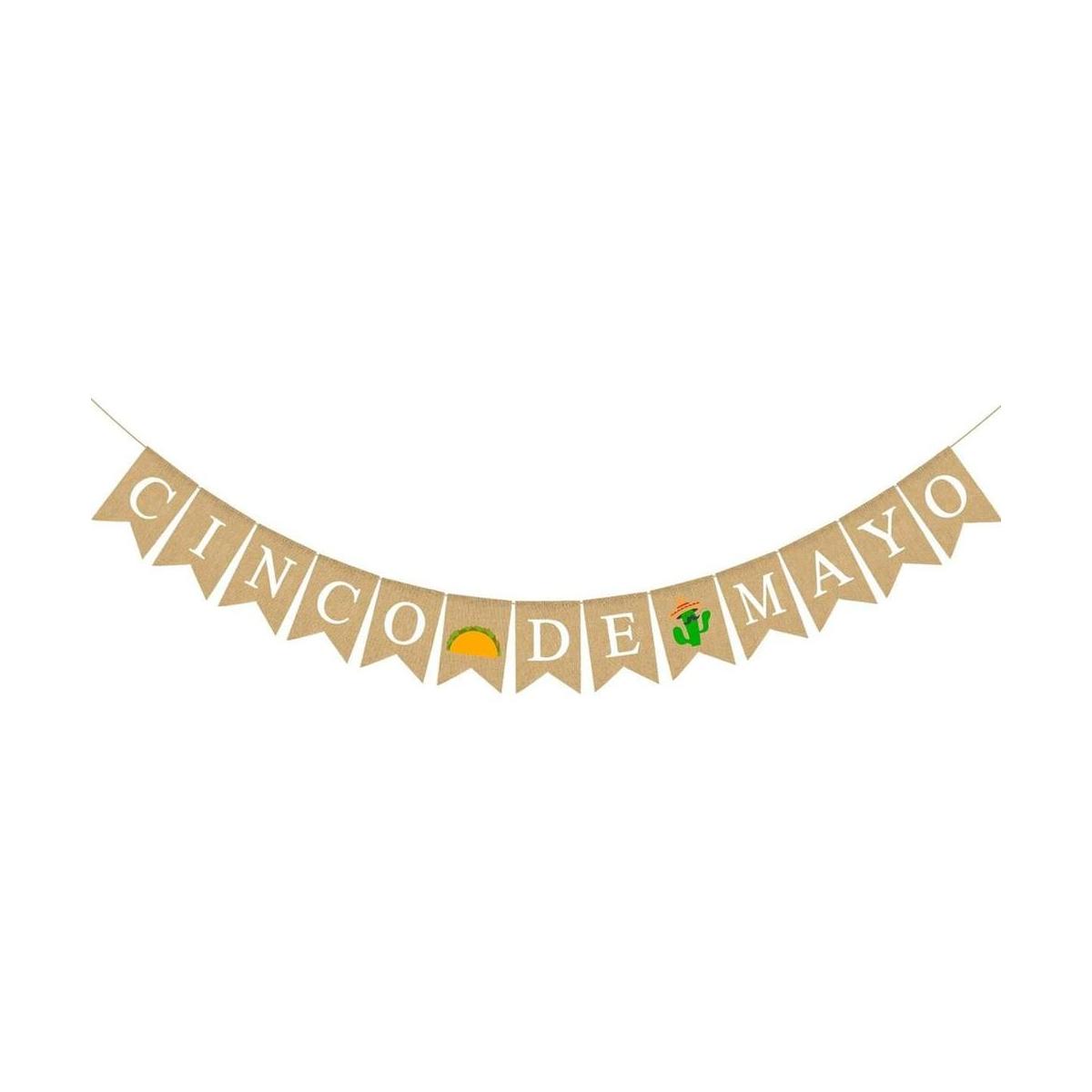 Pudodo Cinco De Mayo Banner de arpillera mexicano para