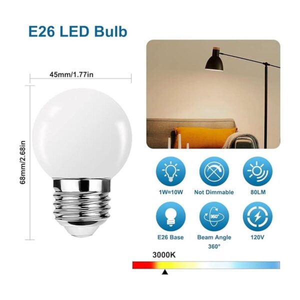 ProCrus Bombilla LED E26 G14 de 1 W pequeñas bombillas