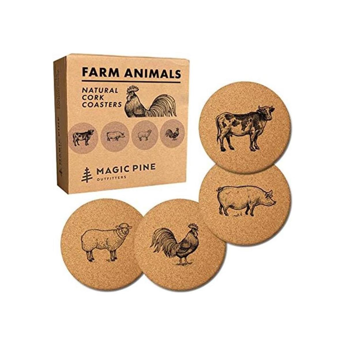 Posavasos de animales de granja juego de 4