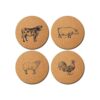 Posavasos de animales de granja juego de 4