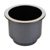 Portavasos de plástico negro con borde cromado para sofá_1