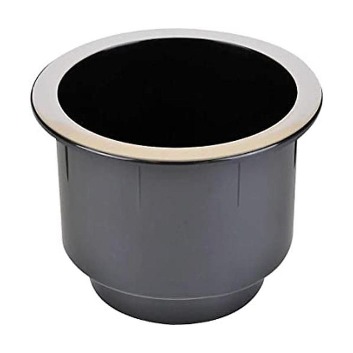 Portavasos de plástico negro con borde cromado para sofá