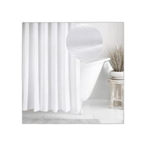 PopKozzi Cortina de ducha de tela blanca para baño_1