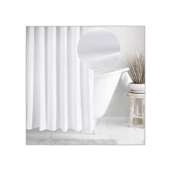 PopKozzi Cortina de ducha de tela blanca para baño_1