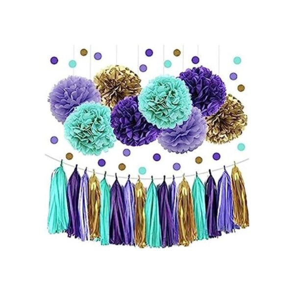 Pomos de papel de seda púrpura lavanda verde oro princesa_1