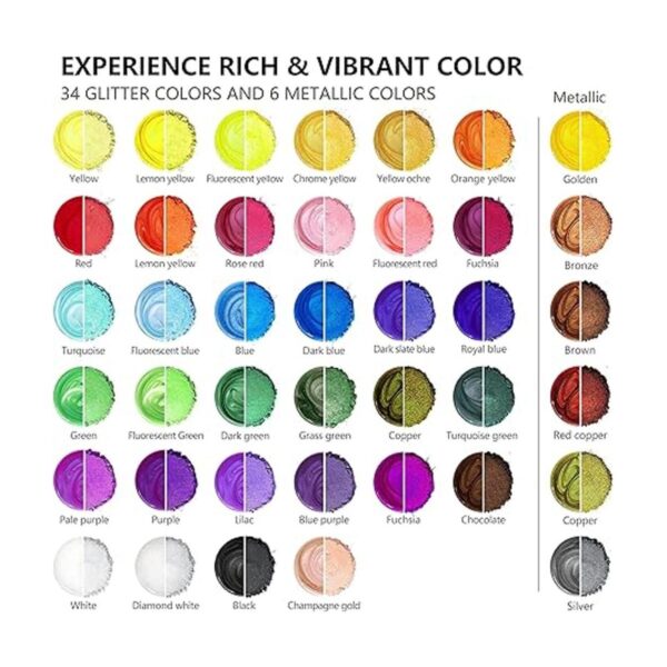Polvo de mica pigmento de purpurina de 40 colores para