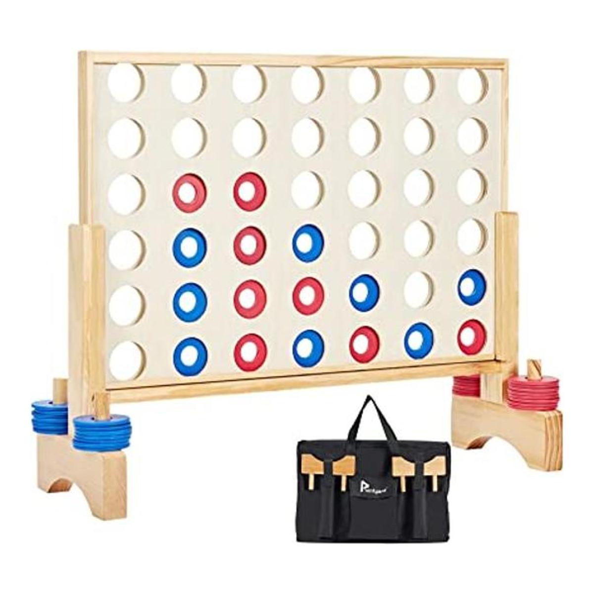 Pointyard Juego gigante de madera 4 en una fila juego