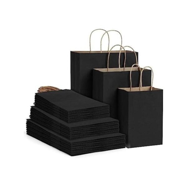 Poever Bolsas de papel kraft negras con asas de 5 x 3 x 8_1