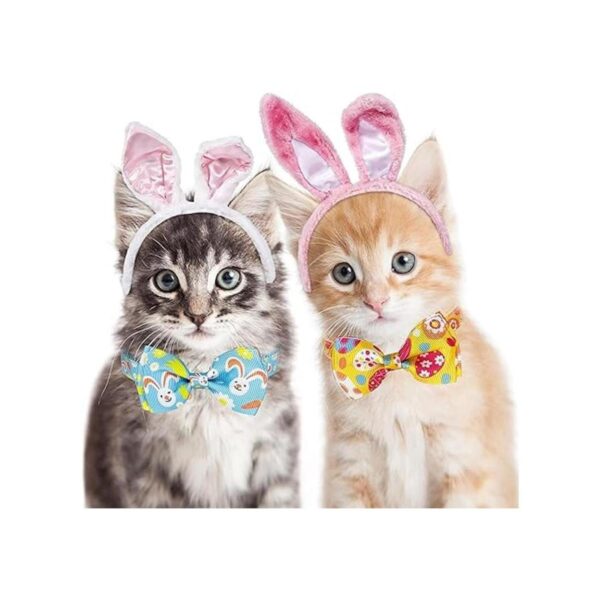 Pohshido 2 Pack de collar de gato de Pascua con pajarita