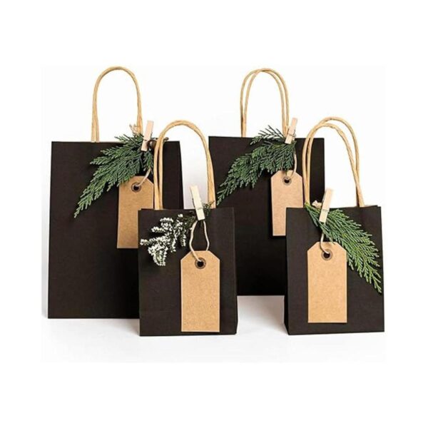 Poever Bolsas de papel kraft negras con asas de 5 x 3 x 8_5