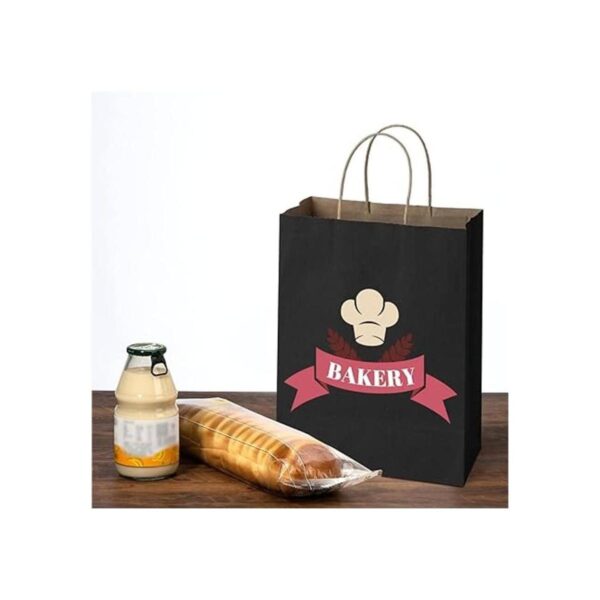 Poever Bolsas de papel kraft negras con asas de 5 x 3 x 8_6