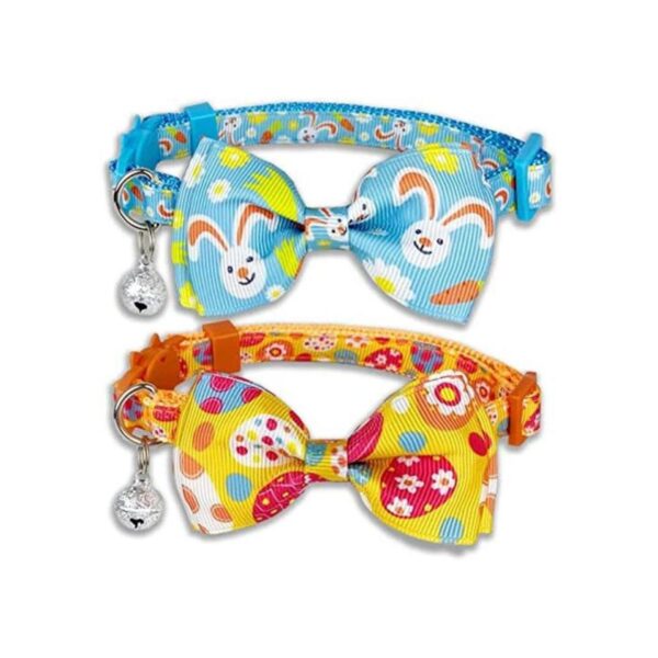 Pohshido 2 Pack de collar de gato de Pascua con pajarita