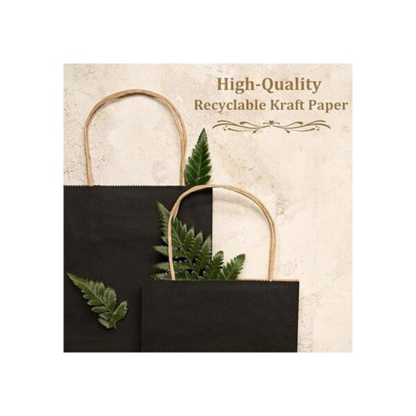 Poever Bolsas de papel kraft negras con asas de 5 x 3 x 8_4