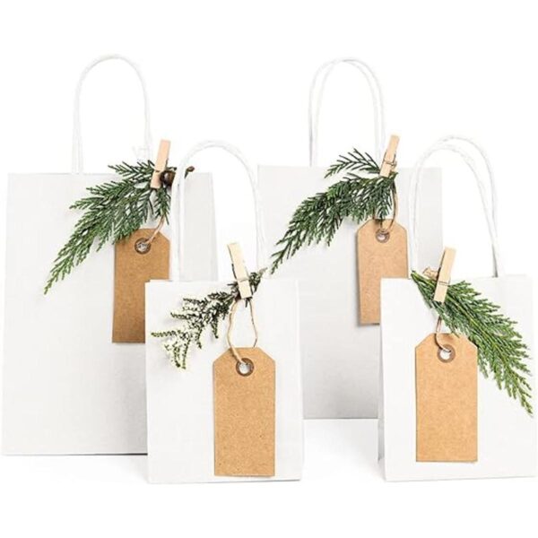 Poever Bolsas de papel blancas con asas 10 x 5 x 13_5