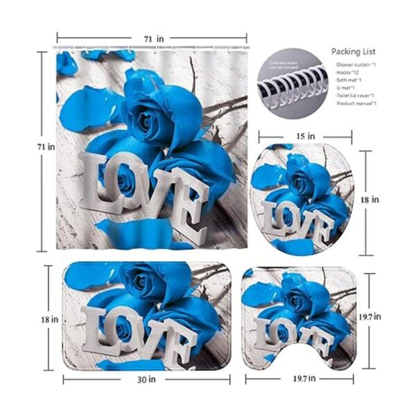 Poedist Juego de ducha de baño 4 piezas rosas azules y_6