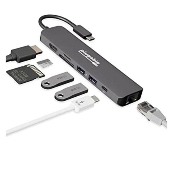 Plugable Adaptador multipuerto USB C 7 en 1 con Ethernet_1