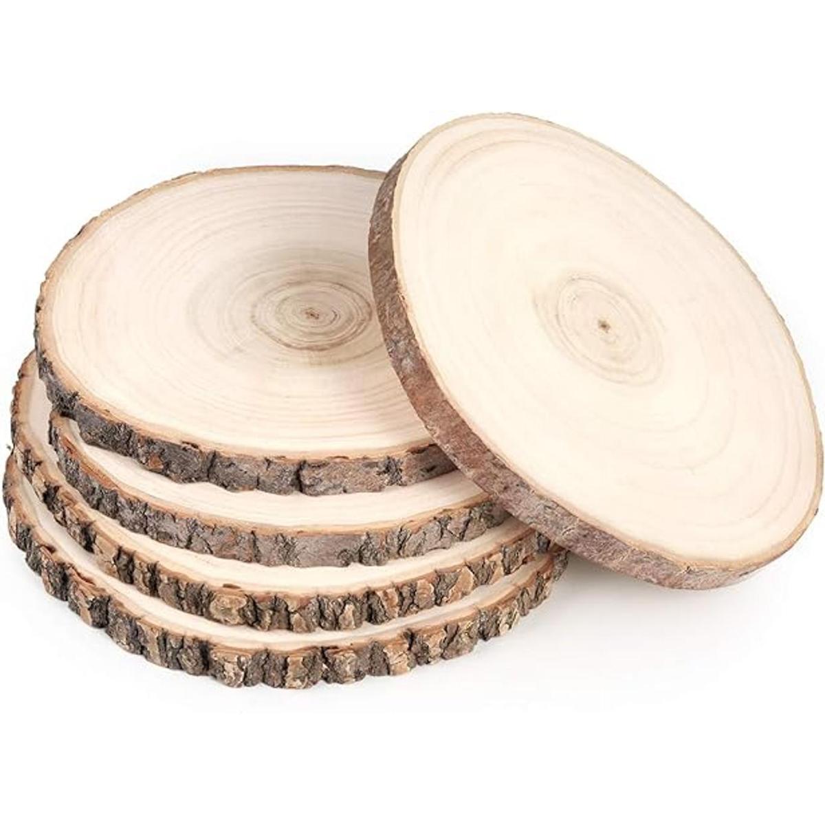 Pllieay Paquete de 5 rebanadas redondas de madera rústica