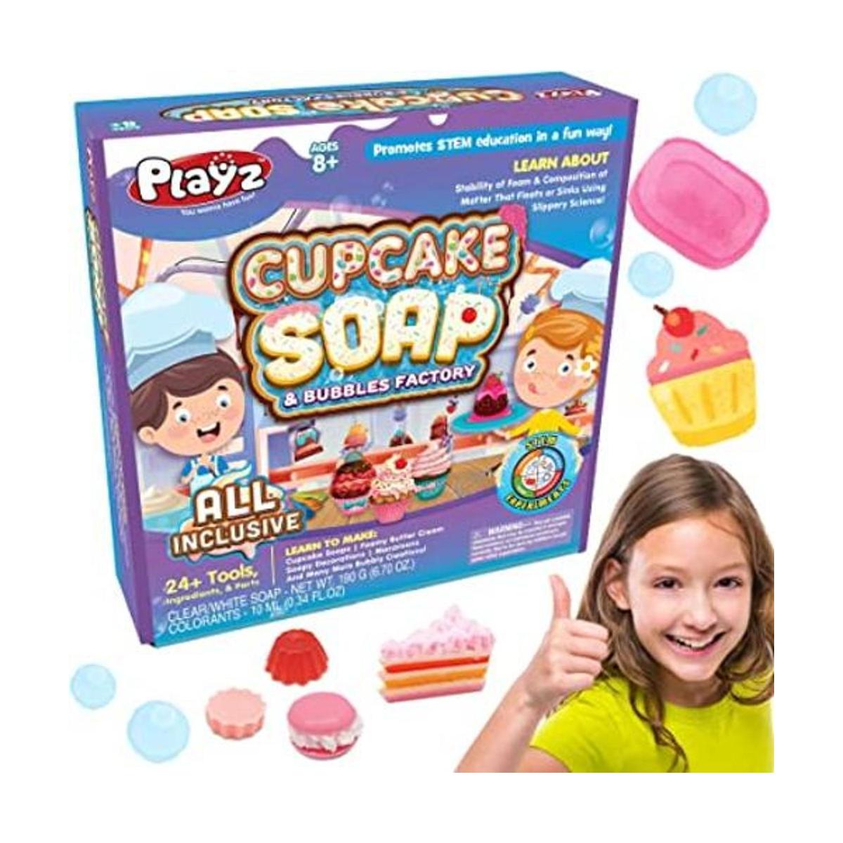 Playz Yummy Cupcake Jabón y burbujas DIY Kit científico