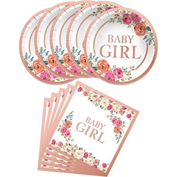 Platos y servilletas de baby shower 20 platos de papel_1