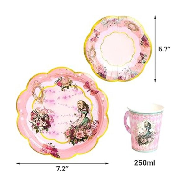 Platos y tazas de papel de Alice and Wonderland platillos