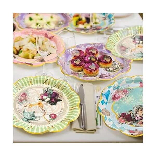 Platos y tazas de papel de Alice and Wonderland platillos