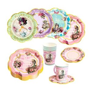 Platos y tazas de papel de Alice and Wonderland platillos