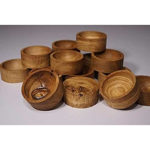 Plato para anillos de madera de roble soporte redondo de_3