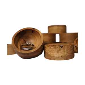 Plato para anillos de madera de roble soporte redondo de_1
