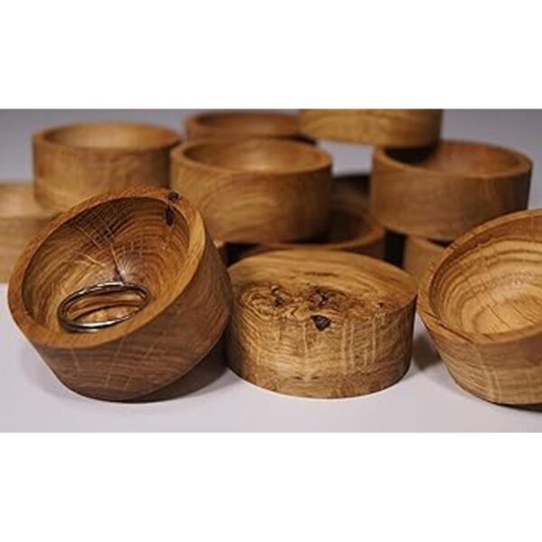 Plato para anillos de madera de roble soporte redondo de_4