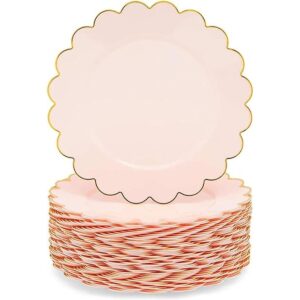 Platos festoneados suministros de fiesta rosa 9_1