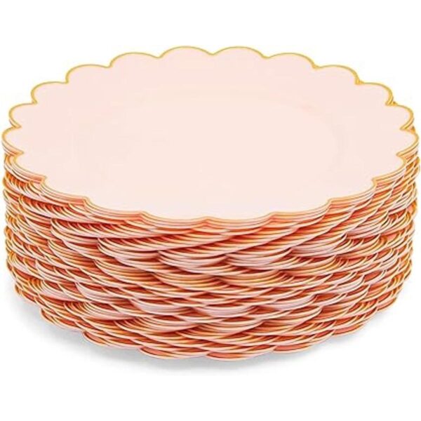 Platos festoneados suministros de fiesta rosa 9_4