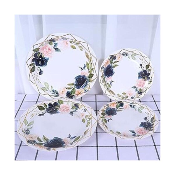 Platos de papel de papel floral rosa y azul 24 invitados_5