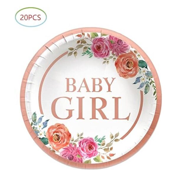 Platos y servilletas de baby shower 20 platos de papel_4