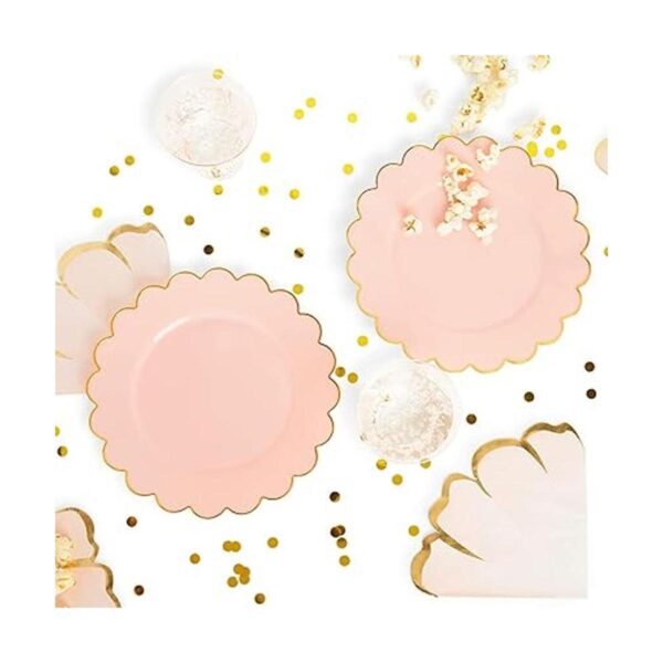 Platos festoneados suministros de fiesta rosa 9_2