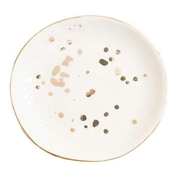 Plato de joyería moteada de oro blanco Bandeja circular_1