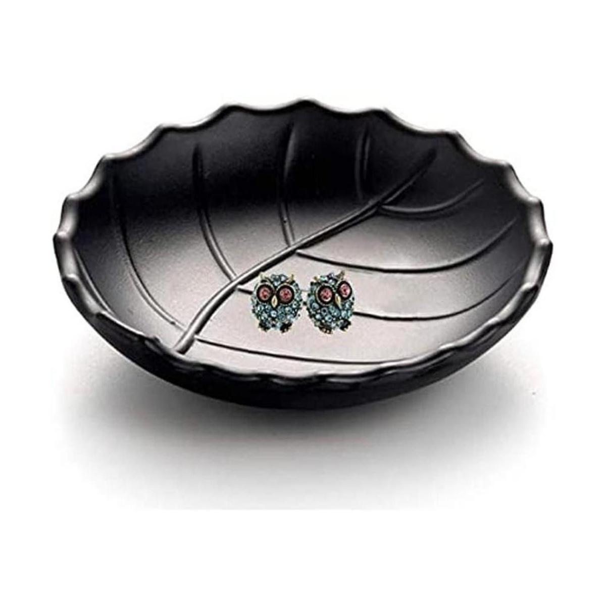 Plato de anillo negro centro de mesa bandeja de joyería