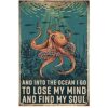 Placa de metal de pulpo y en el océano I Go to Lose My