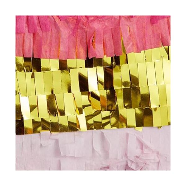 Piñata pequeña rosa y dorada número 5 para decoración de_3