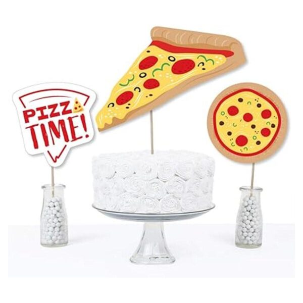 Pizza Party Time Palillos de centro de mesa para fiestas_3