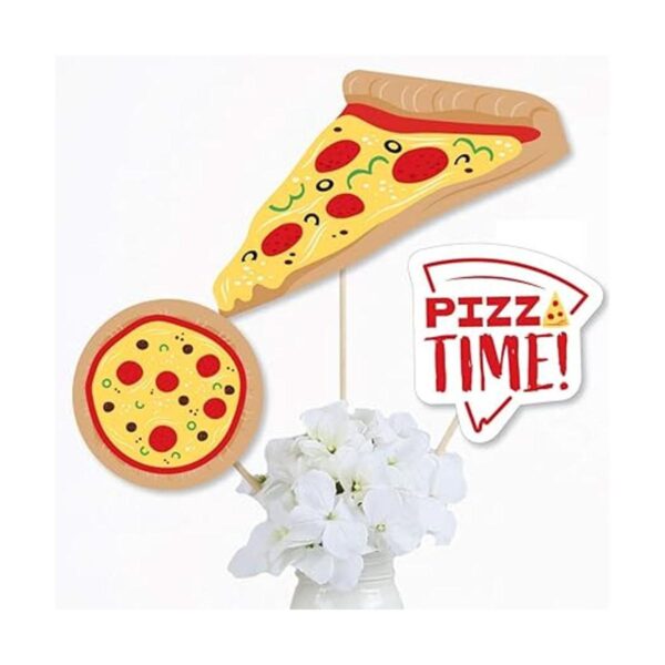 Pizza Party Time Palillos de centro de mesa para fiestas_2