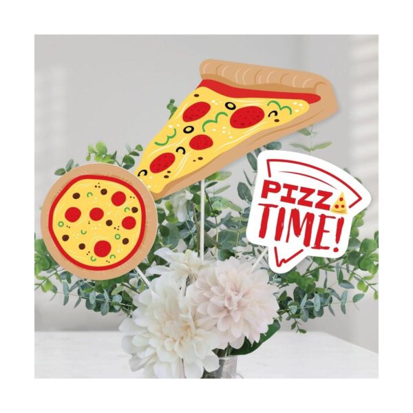 Pizza Party Time Palillos de centro de mesa para fiestas_1
