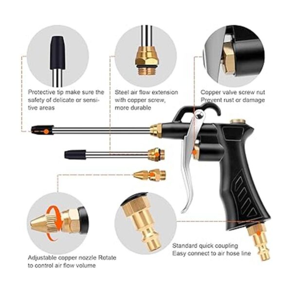 Pistola de soplado de aire industrial con boquilla de aire_4