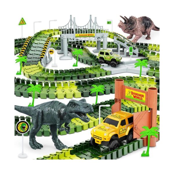 Pistas de dinosaurios 185 piezas crean una carrera_1